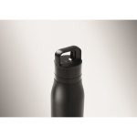 Garrafa térmica aço inoxidável reciclado com asa e tampa 500 ml cor preto vista fotografia terceira vista