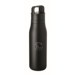 Garrafa térmica aço inoxidável reciclado com asa e tampa 500 ml cor preto vista principal