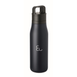 Garrafa térmica aço inoxidável reciclado com asa e tampa 500 ml cor azul-marinho vista principal