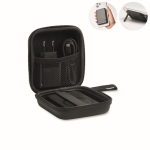 Conjunto de viagem com powerbank magnético 5.000mAh e carregador USB-C cor preto