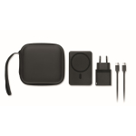 Conjunto de viagem com powerbank magnético 5.000mAh e carregador USB-C cor preto sétima vista