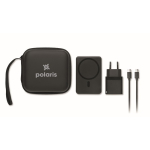 Conjunto de viagem com powerbank magnético 5.000mAh e carregador USB-C cor preto vista principal