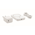 Conjunto de viagem com powerbank magnético 5.000mAh e carregador USB-C cor branco terceira vista