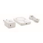Conjunto de viagem com powerbank magnético 5.000mAh e carregador USB-C cor branco vista principal terceira vista