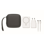 Conjunto de viagem com powerbank magnético 5.000mAh e carregador USB-C cor branco sétima vista