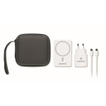 Conjunto de viagem com powerbank magnético 5.000mAh e carregador USB-C cor branco vista principal