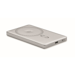 Powerbank magnética em alumínio reciclado com cabo e anel 5.000mAh cor prateado mate