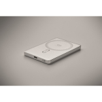 Powerbank magnética em alumínio reciclado com cabo e anel 5.000mAh cor prateado mate vista fotografia quinta vista