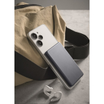 Powerbank magnética em alumínio reciclado com cabo e anel 5.000mAh cor azul-marinho vista conjunto