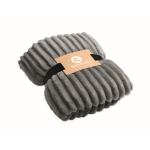 Manta de polar às riscas com fita e cartão kraft 450 g/m² cor cinzento-escuro vista principal