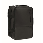 Mochila extensível RPET 600D com compartimentos e fita de trolley 20L cor preto