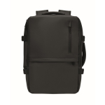 Mochila extensível RPET 600D com compartimentos e fita de trolley 20L cor preto terceira vista