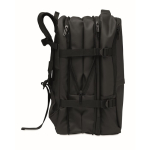 Mochila extensível RPET 600D com compartimentos e fita de trolley 20L cor preto sexta vista