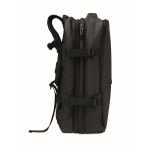 Mochila extensível RPET 600D com compartimentos e fita de trolley 20L cor preto sétima vista