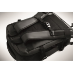 Mochila extensível RPET 600D com compartimentos e fita de trolley 20L cor preto vista fotografia