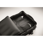 Mochila extensível RPET 600D com compartimentos e fita de trolley 20L cor preto vista fotografia