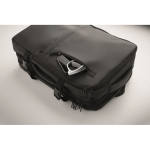 Mochila extensível RPET 600D com compartimentos e fita de trolley 20L cor preto vista fotografia