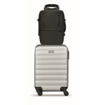 Mochila extensível RPET 600D com compartimentos e fita de trolley 20L cor preto