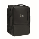 Mochila extensível RPET 600D com compartimentos e fita de trolley 20L cor preto vista principal