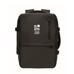 Mochila extensível RPET 600D com compartimentos e fita de trolley 20L cor preto vista principal