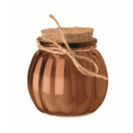 Porta-velas de vidro com tampa de cortiça e vela com aroma a baunilha cor castanho