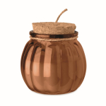 Porta-velas de vidro com tampa de cortiça e vela com aroma a baunilha cor castanho