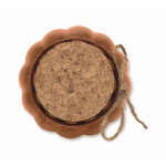 Porta-velas de vidro com tampa de cortiça e vela com aroma a baunilha cor castanho sexta vista