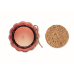 Porta-velas de vidro com tampa de cortiça e vela com aroma a baunilha cor vermelho quinta vista
