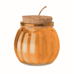 Porta-velas de vidro com tampa de cortiça e vela com aroma a baunilha cor cor-de-laranja segunda vista