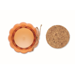 Porta-velas de vidro com tampa de cortiça e vela com aroma a baunilha cor cor-de-laranja quinta vista