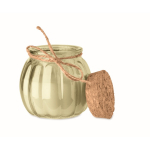 Porta-velas de vidro com tampa de cortiça e vela com aroma a baunilha cor bege terceira vista