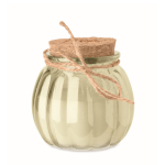 Porta-velas de vidro com tampa de cortiça e vela com aroma a baunilha cor bege vista principal