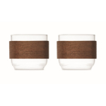 Set 2 chávenas de café em vidro com banda de madeira de nogueira 120 ml cor madeira quinta vista