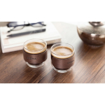 Set 2 chávenas de café em vidro com banda de madeira de nogueira 120 ml cor madeira vista conjunto principal