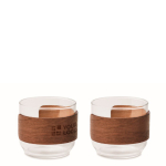 Set 2 chávenas de café em vidro com banda de madeira de nogueira 120 ml cor madeira vista principal