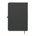 Conjunto de caderno em PU A5 com esferográfica azul e folhas pautadas cor azul-marinho quinta vista