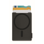 Porta-cartões magnético plástico reciclado para 3 cartões com suporte cor preto segunda vista