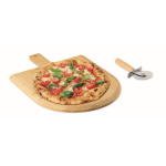Tábua de bambu para pizza com cortador de pizza em aço inox incluído cor madeira segunda vista