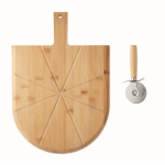 Tábua de bambu para pizza com cortador de pizza em aço inox incluído cor madeira sexta vista