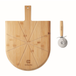 Tábua de bambu para pizza com cortador de pizza em aço inox incluído cor madeira vista principal