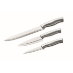 Conjunto de 3 facas de cozinha em aço inoxidável para uso diário cor prateado quinta vista