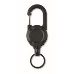 Porta-cartões em plástico resistente com mosquetão e cabo de 60 cm cor preto