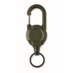 Porta-cartões em plástico resistente com mosquetão e cabo de 60 cm cor verde militar