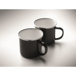 Set oferta com manta polar e 2 canecas metálicas esmaltadas de 350 ml cor preto vista fotografia quarta vista