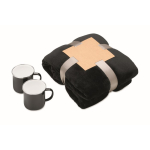 Set oferta com manta polar e 2 canecas metálicas esmaltadas de 350 ml cor preto nona vista
