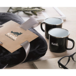Set oferta com manta polar e 2 canecas metálicas esmaltadas de 350 ml cor preto terceira vista principal