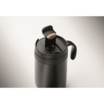 Copo térmico em aço inoxidável com filtro reutilizável para café 450ml cor preto vista fotografia terceira vista