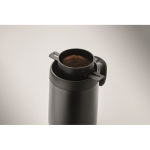 Copo térmico em aço inoxidável com filtro reutilizável para café 450ml cor preto vista fotografia quarta vista