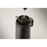Copo térmico em aço inoxidável com filtro reutilizável para café 450ml cor preto vista fotografia quinta vista