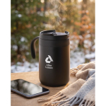Copo térmico em aço inoxidável com filtro reutilizável para café 450ml cor preto segunda vista conjunto 2
